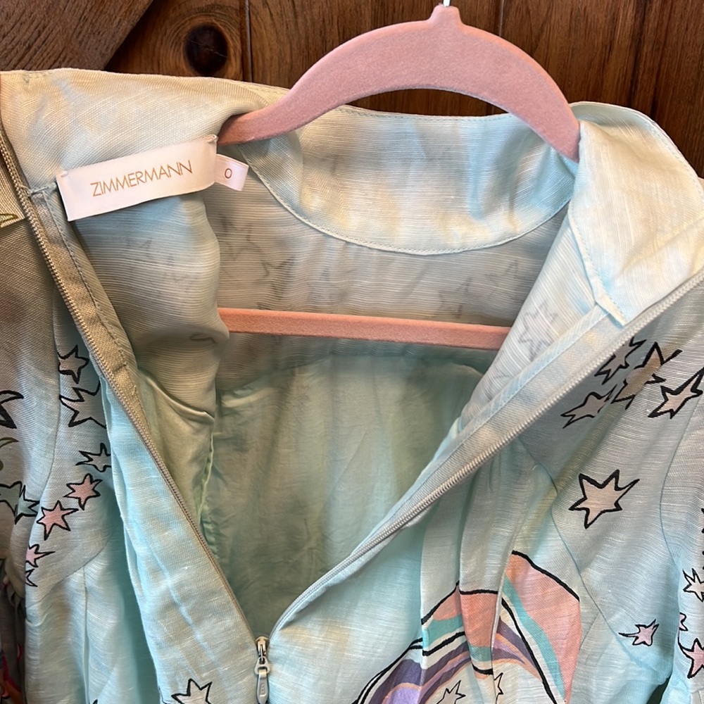 Zimmermann Runway Concert Tie Neck Bow Unicorn Mint Mini Dress AU0 - Picture 11 of 16